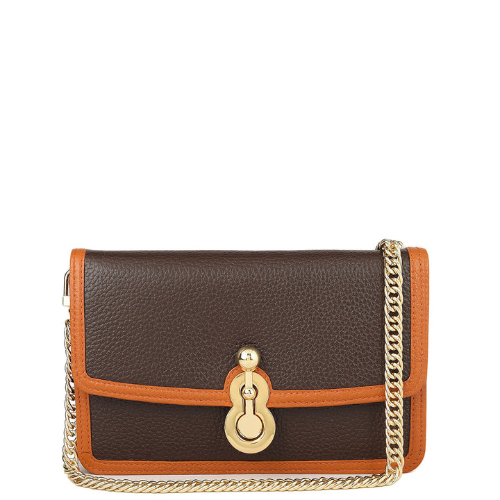 Wax Leather Ladies Sling Wallet - Chocolate