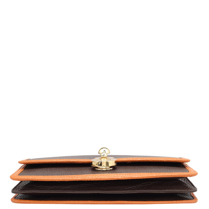 Wax Leather Ladies Sling Wallet - Chocolate