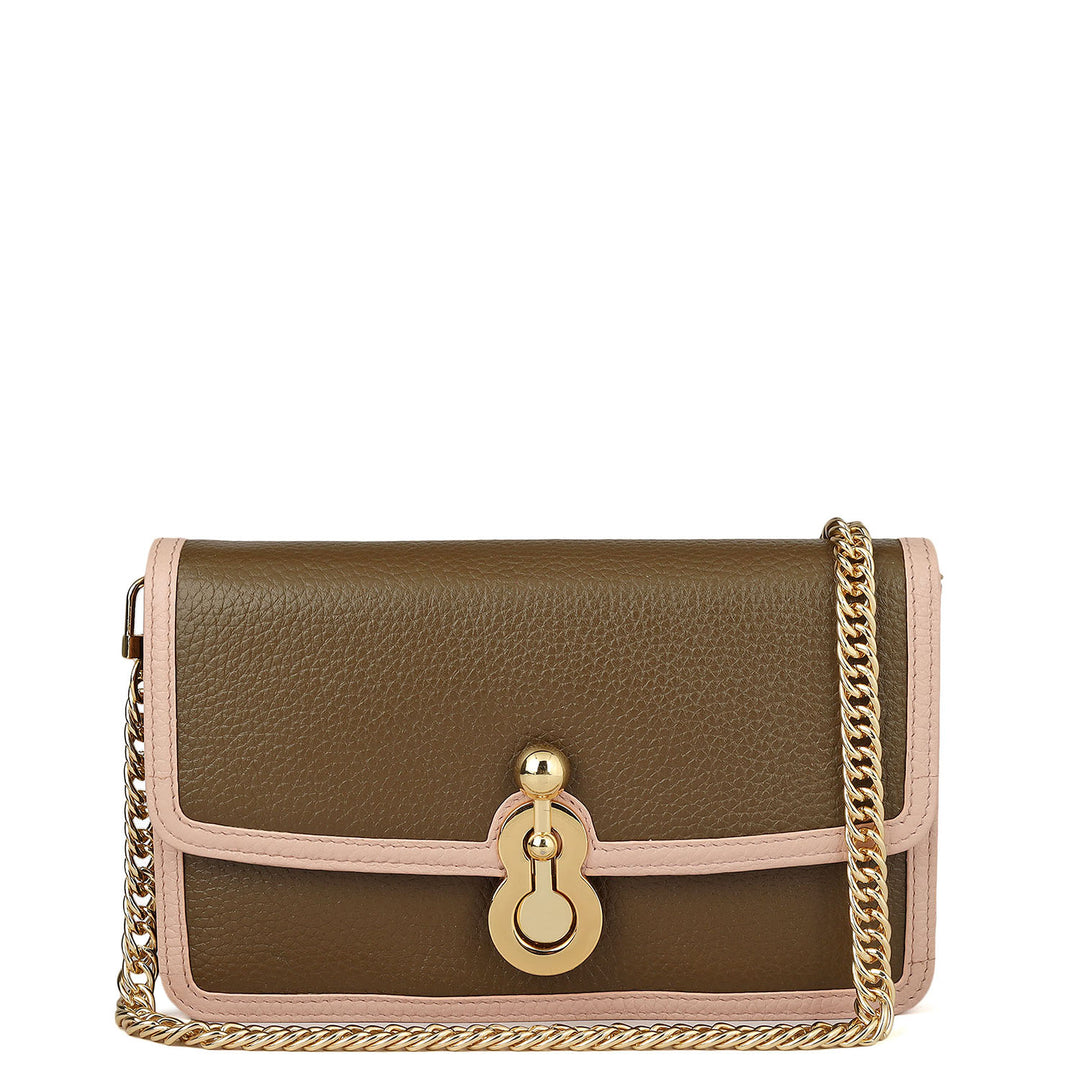 Wax Leather Ladies Sling Wallet - Moss