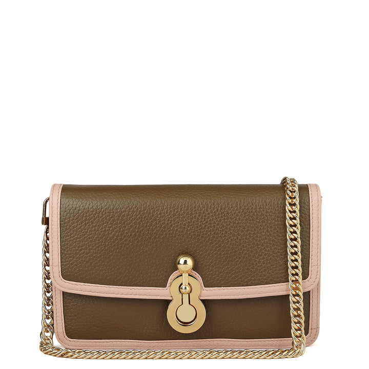 Wax Leather Ladies Sling Wallet - Moss