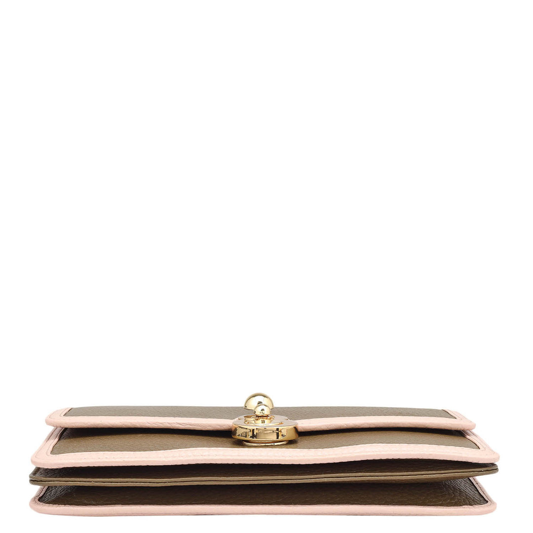 Wax Leather Ladies Sling Wallet - Moss