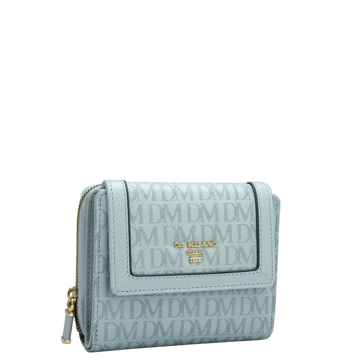 Monogram Leather Ladies Sling Wallet - Cloud Blue