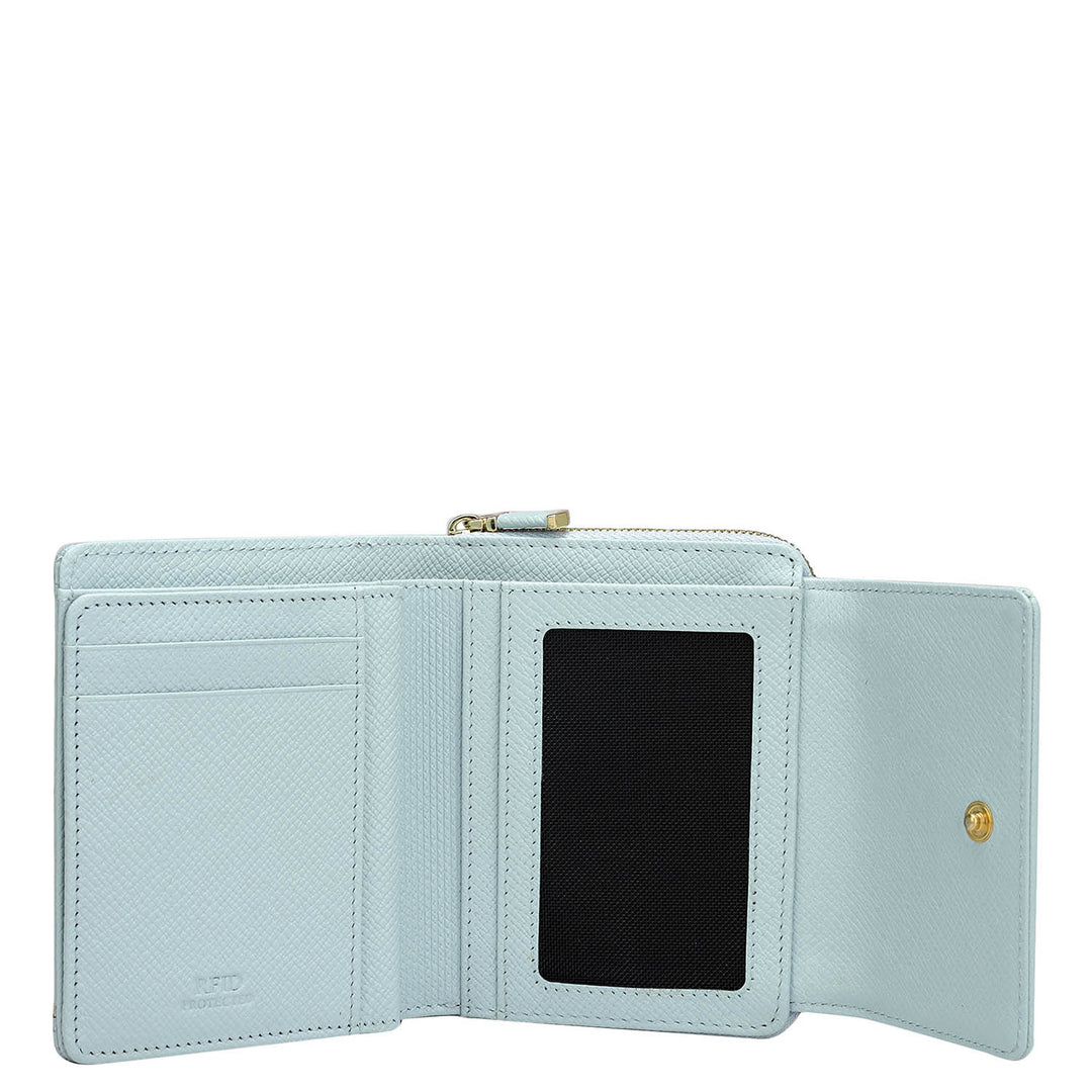 Monogram Leather Ladies Sling Wallet - Cloud Blue