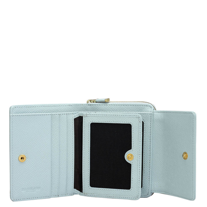 Monogram Leather Ladies Sling Wallet - Cloud Blue