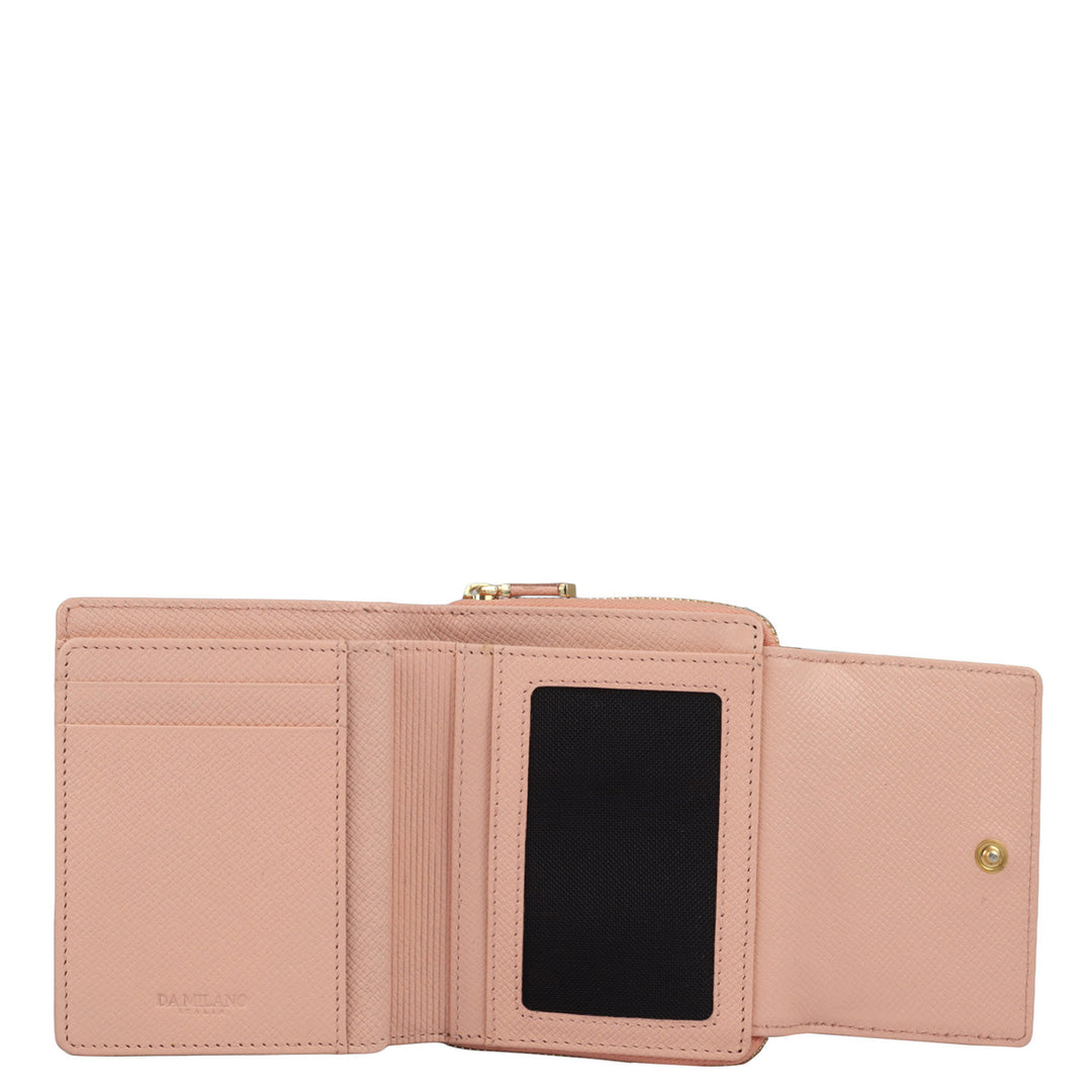 Monogram Leather Ladies Sling Wallet - Peach