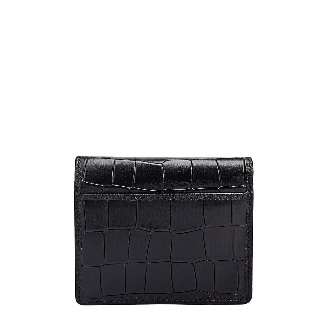 Croco Leather Ladies Sling Wallet - Black