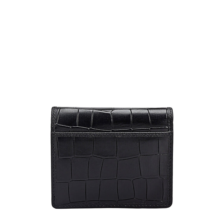 Croco Leather Ladies Sling Wallet - Black