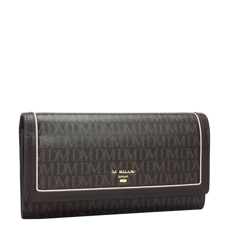 Monogram Leather Ladies Sling Wallet - Chocolate