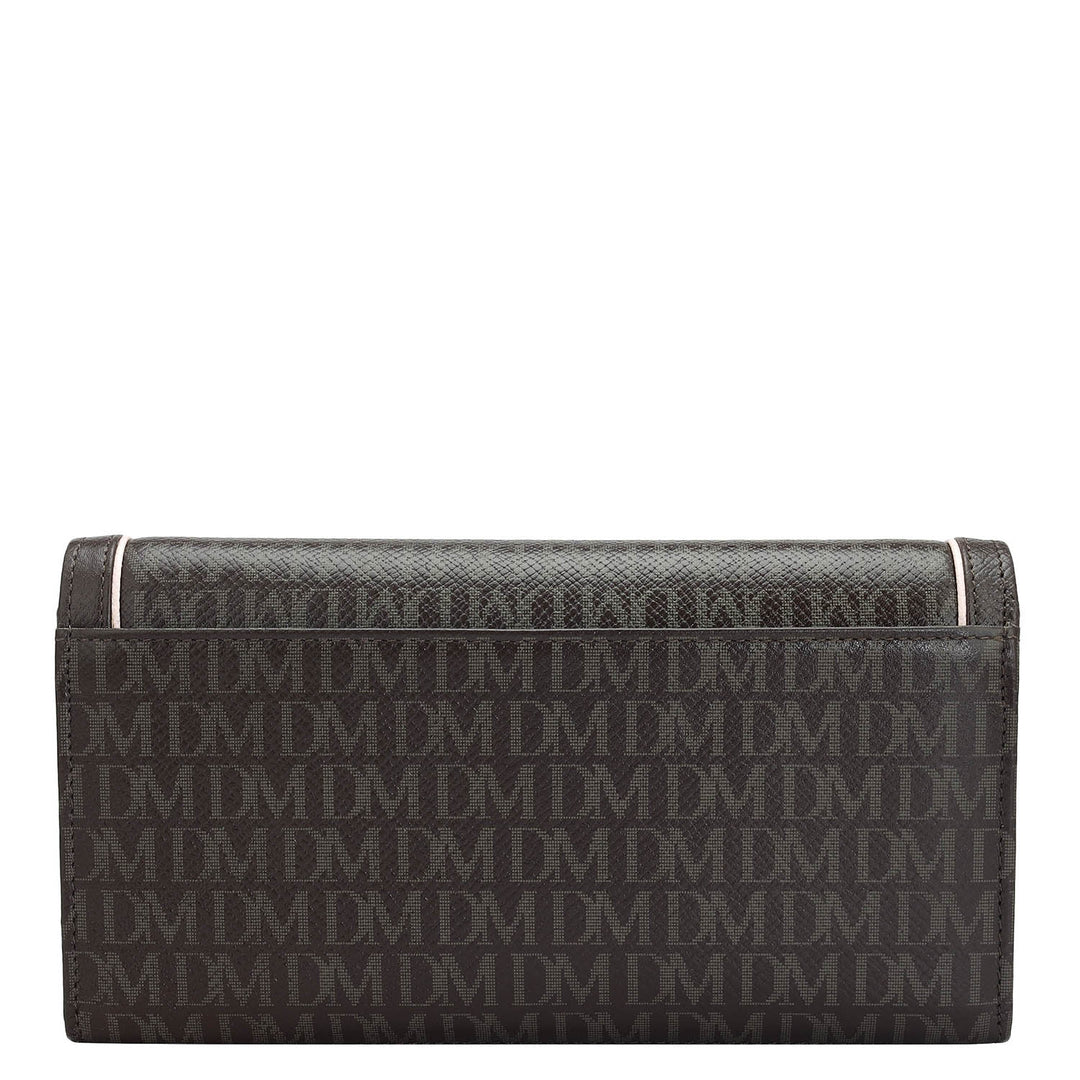 Monogram Leather Ladies Sling Wallet - Chocolate