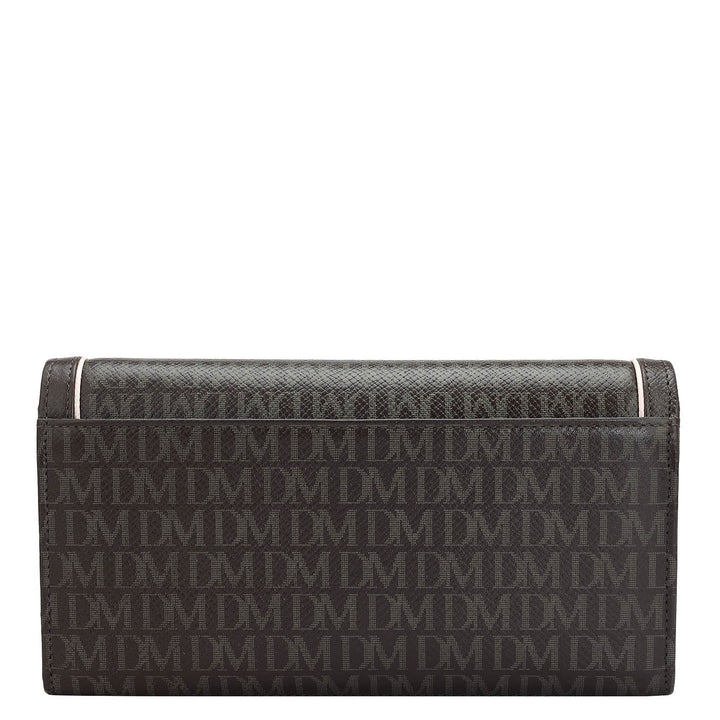 Monogram Leather Ladies Sling Wallet - Chocolate