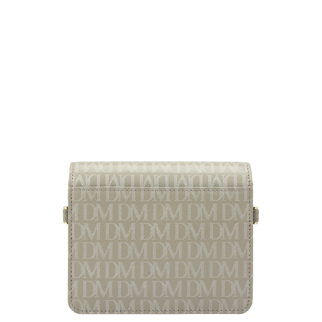 Monogram Leather Ladies Sling Wallet - Stone Grey