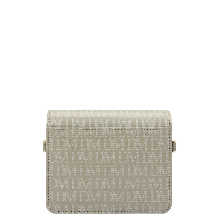 Monogram Leather Ladies Sling Wallet - Stone Grey
