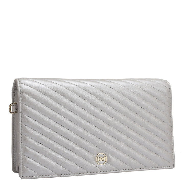 Quilting Leather Ladies Sling Wallet - Pearl