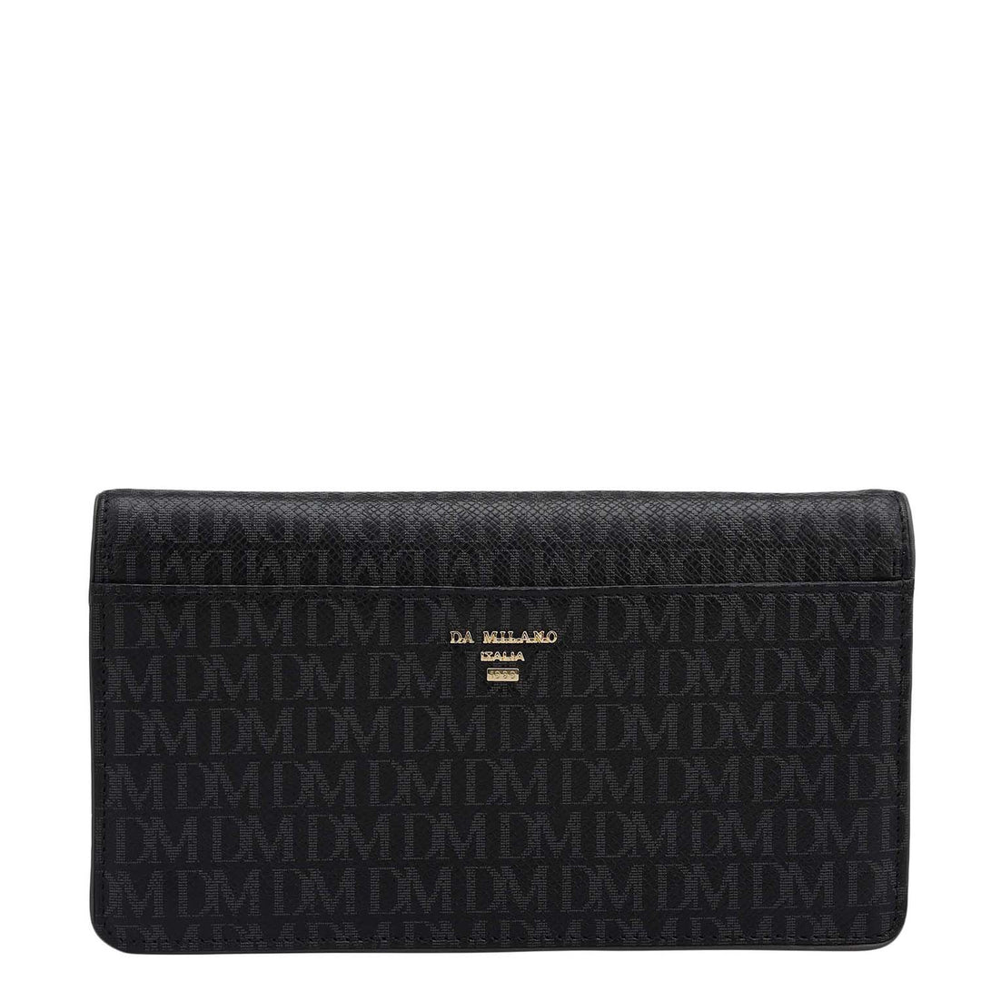 Monogram Plain Leather Ladies Sling Wallet - Black