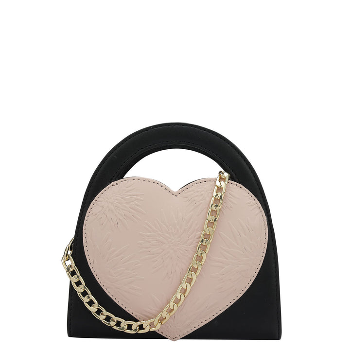 Plain Leather Ladies Sling Wallet - Black & Pink