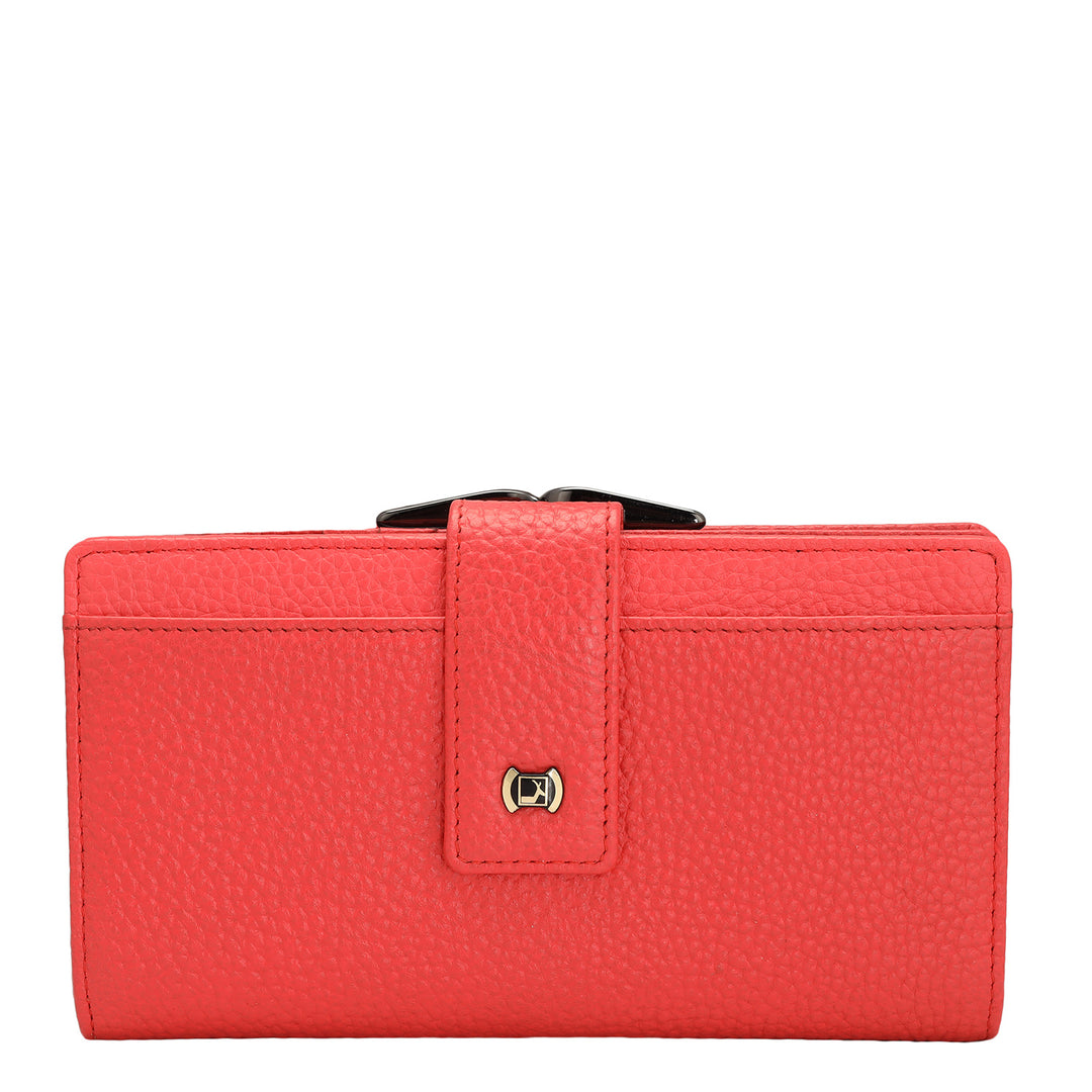 Wax Leather Ladies Wallet - Corallo