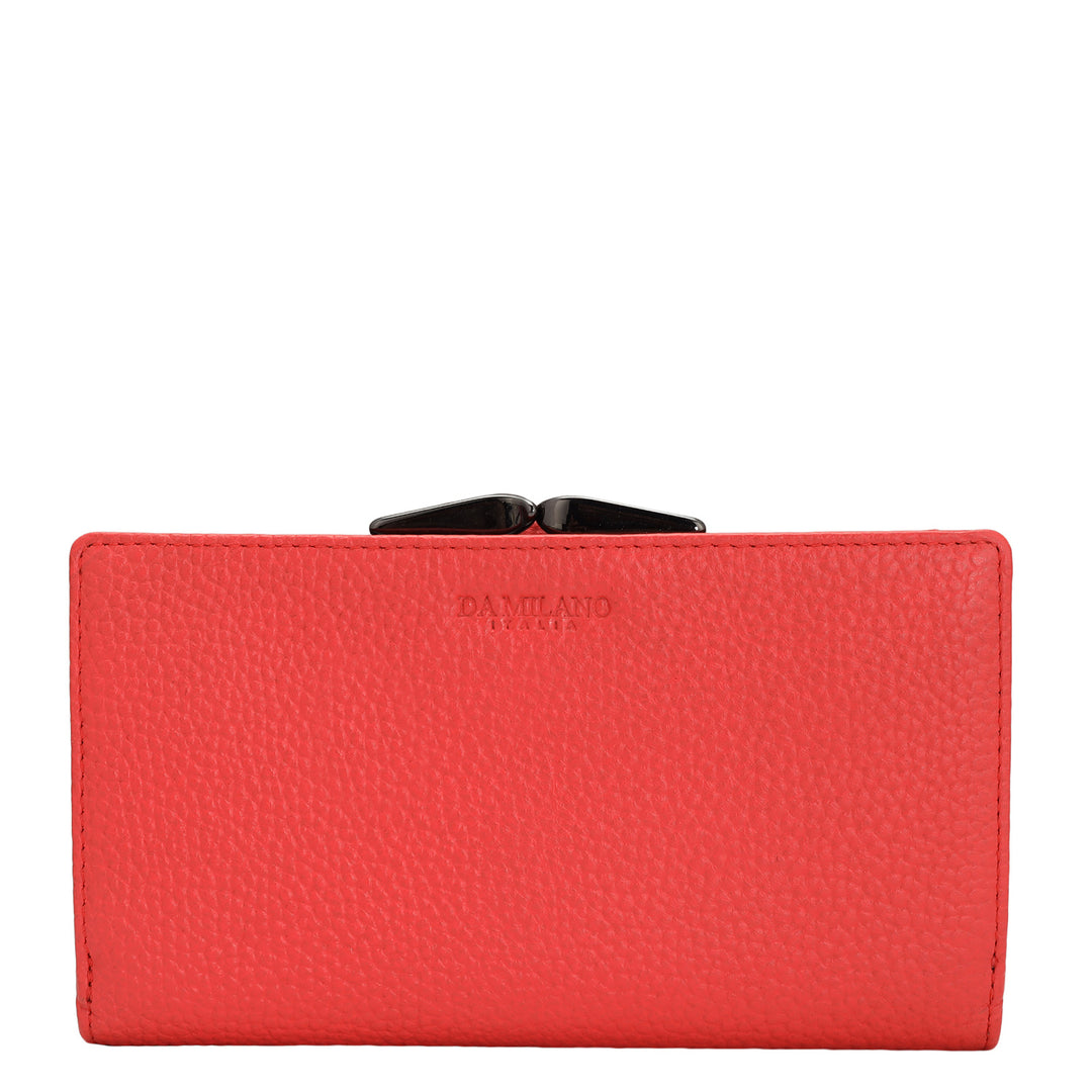 Wax Leather Ladies Wallet - Corallo