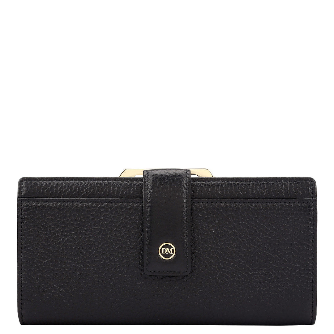 Wax Leather Ladies Wallet - Black