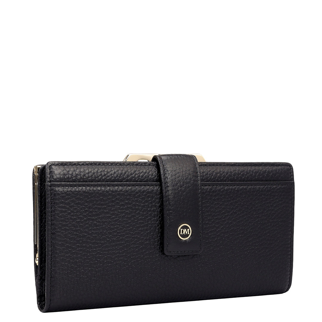 Wax Leather Ladies Wallet - Black