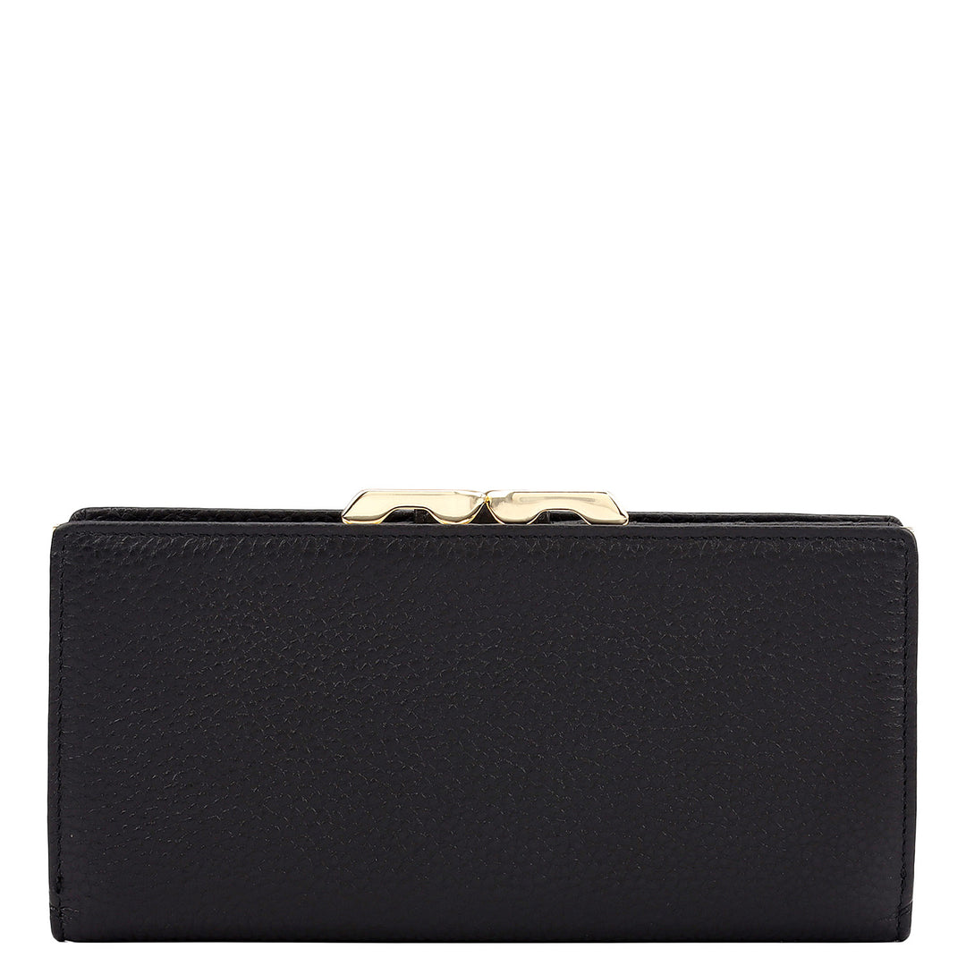 Wax Leather Ladies Wallet - Black
