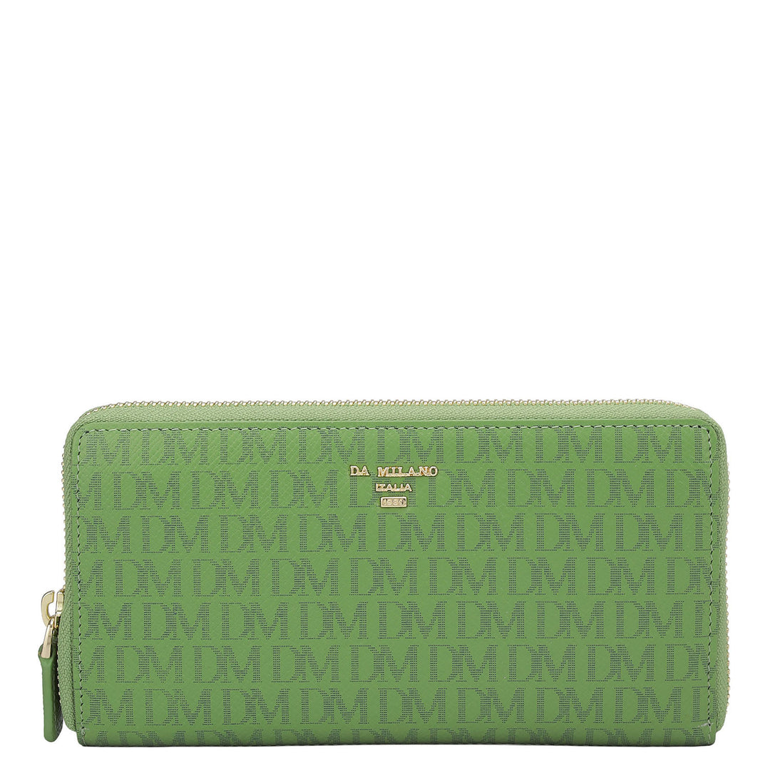 Monogram Leather Ladies Wallet - Kiwi