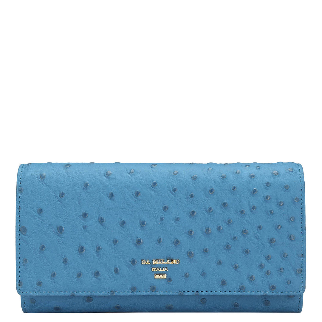 Ostrich Leather Ladies Wallet - Imp & Blue