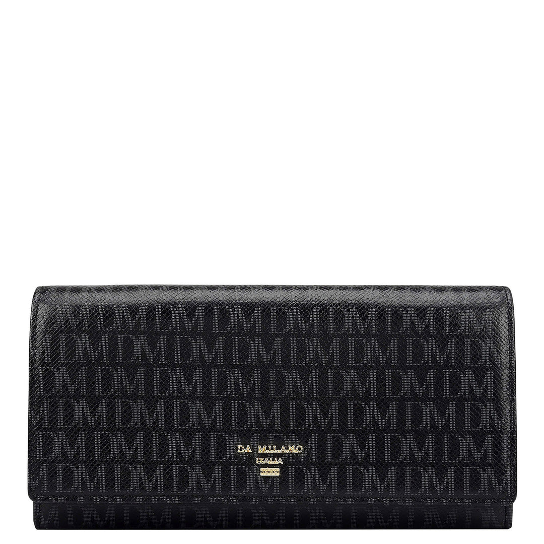 Monogram Leather Ladies Wallet - Black