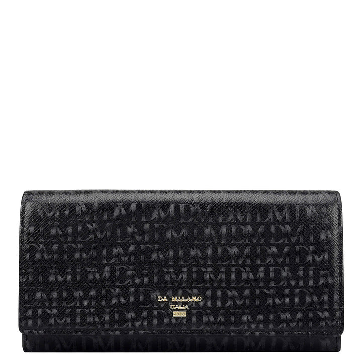 Monogram Leather Ladies Wallet - Black