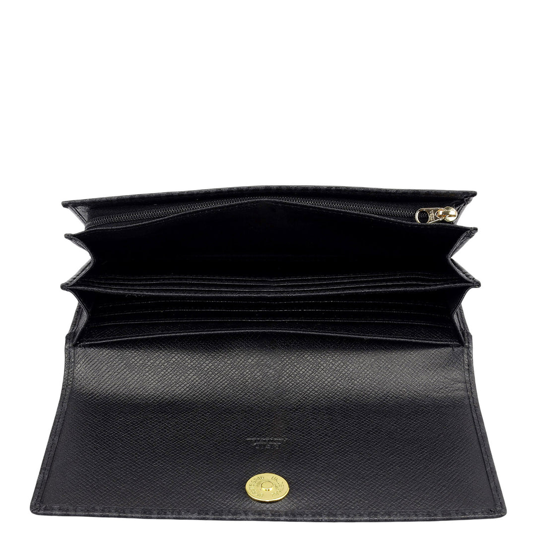 Monogram Leather Ladies Wallet - Black