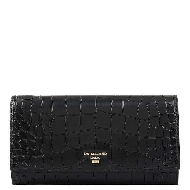 Croco Leather Ladies Wallet - Black