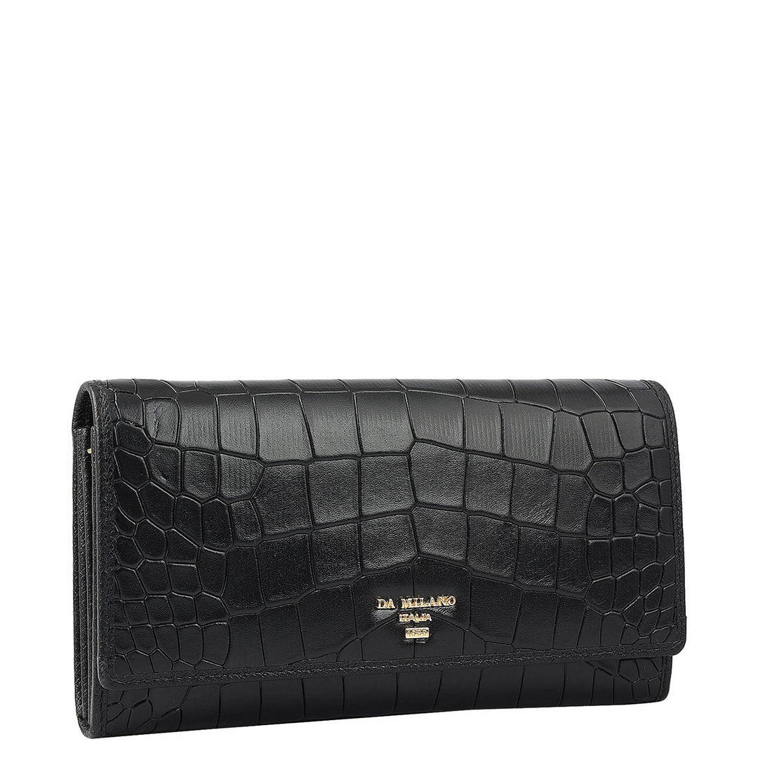 Croco Leather Ladies Wallet - Black