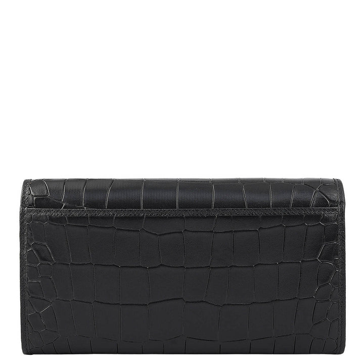 Croco Leather Ladies Wallet - Black