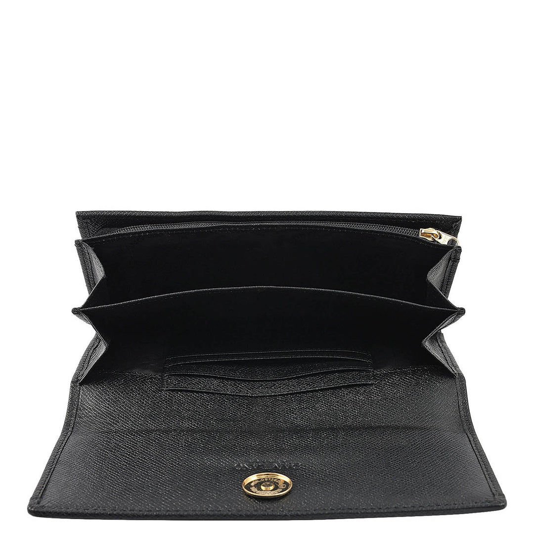 Croco Leather Ladies Wallet - Black