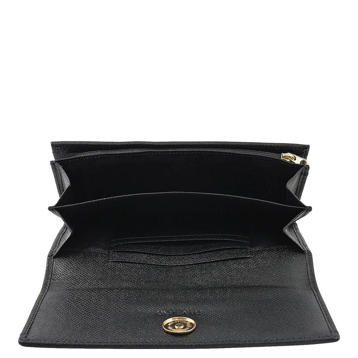 Croco Leather Ladies Wallet - Black