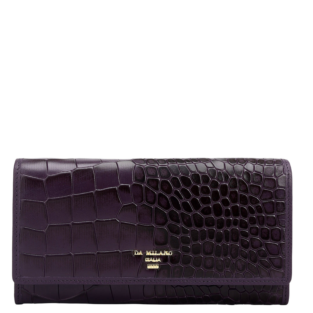 Croco Leather Ladies Wallet - Grapevine