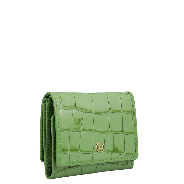 Croco Leather Ladies Wallet - Kiwi