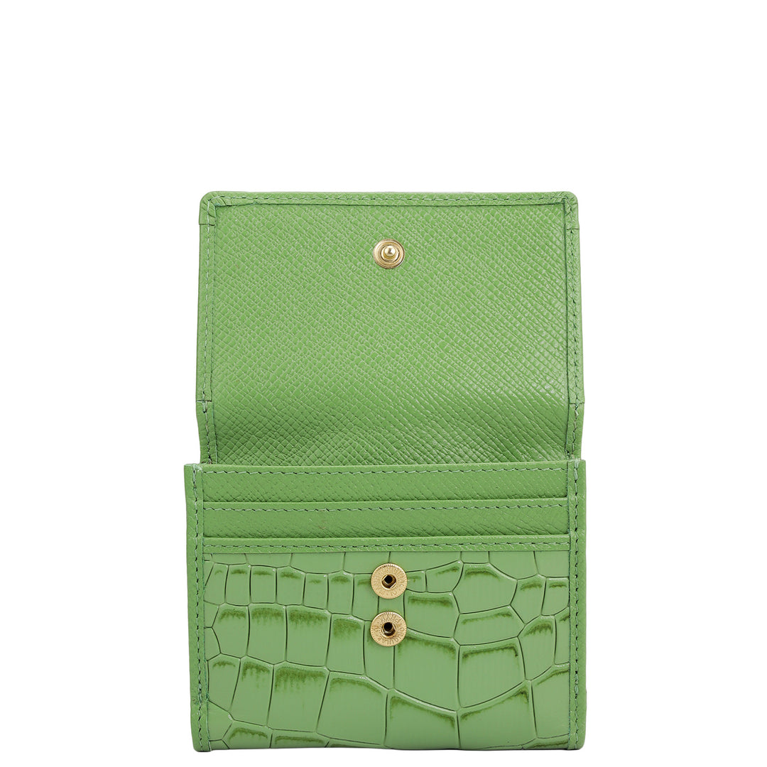 Croco Leather Ladies Wallet - Kiwi