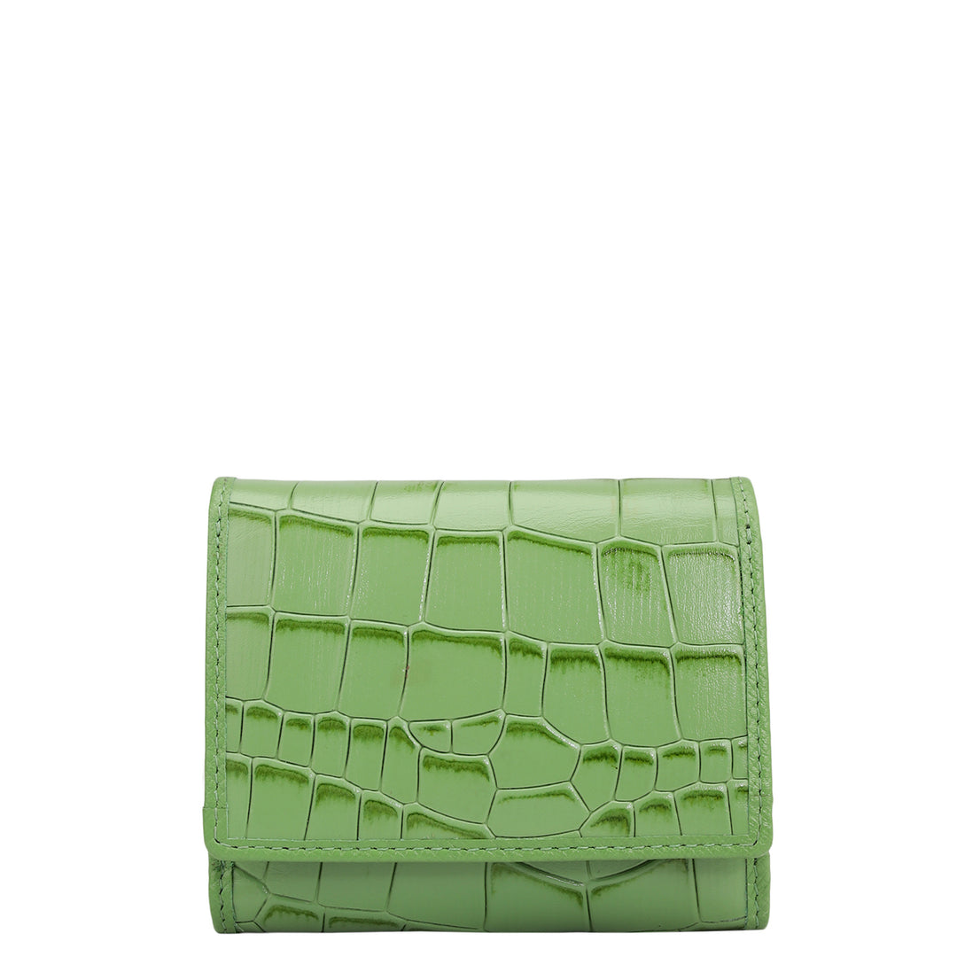Croco Leather Ladies Wallet - Kiwi