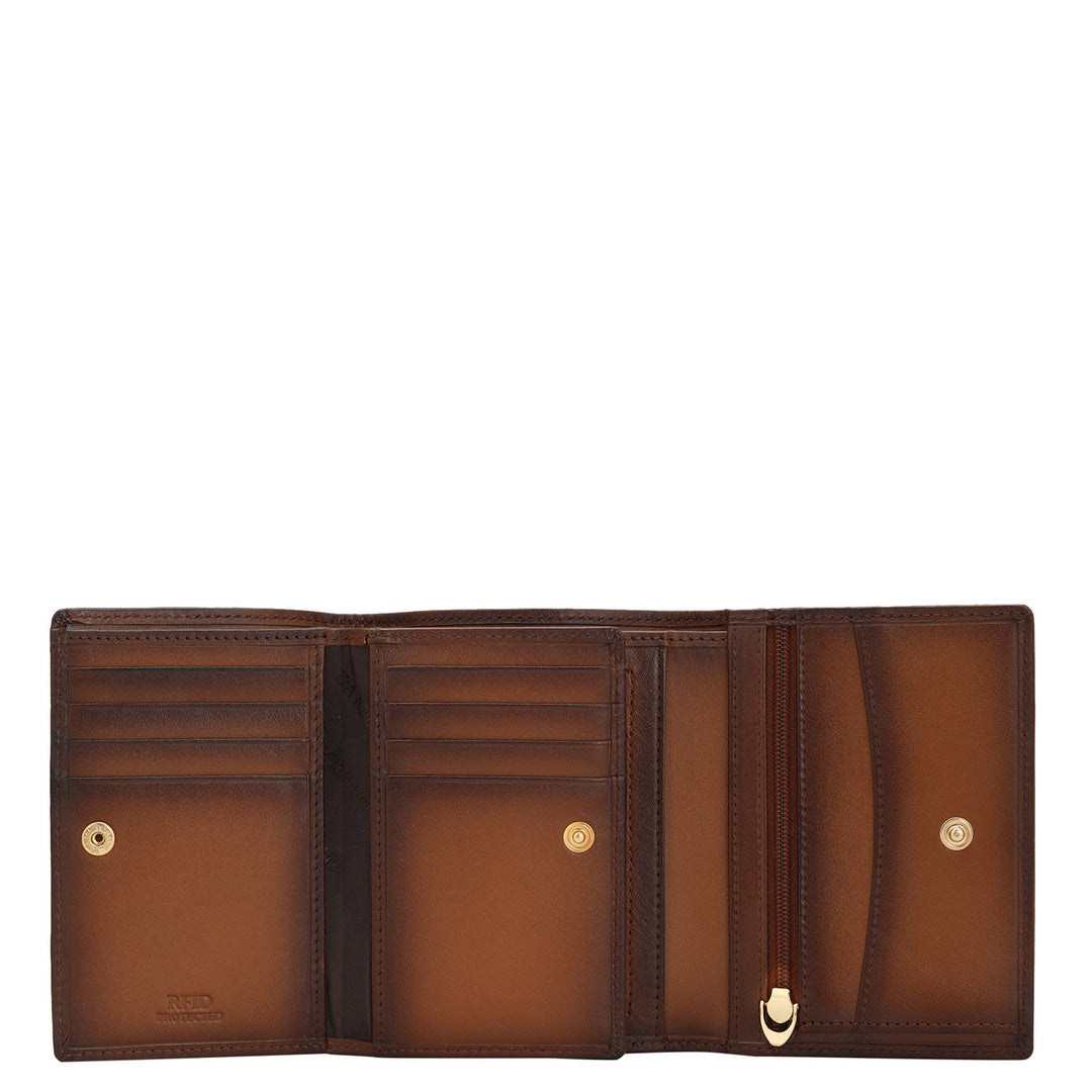 Plain Leather Ladies Wallet - Cognac