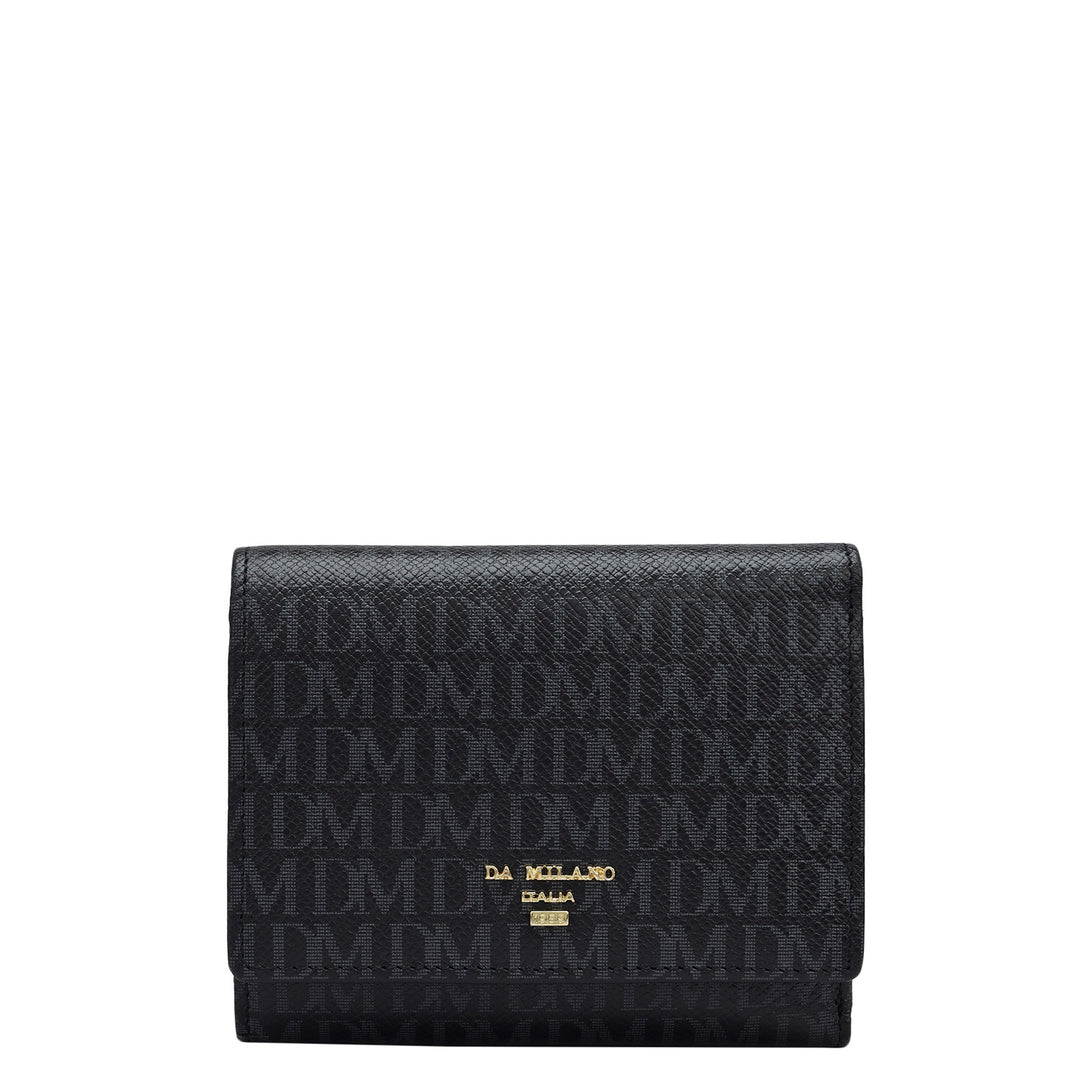 Monogram Leather Ladies Wallet - Black