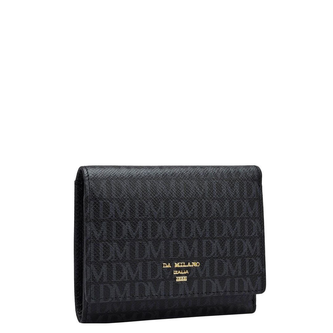 Monogram Leather Ladies Wallet - Black