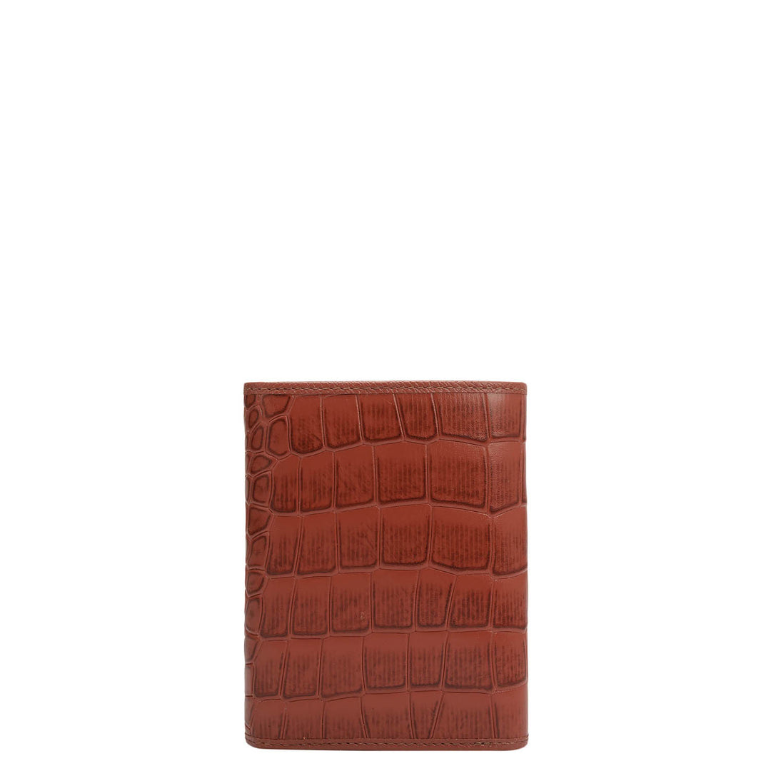 Croco Leather Ladies Wallet - Brick