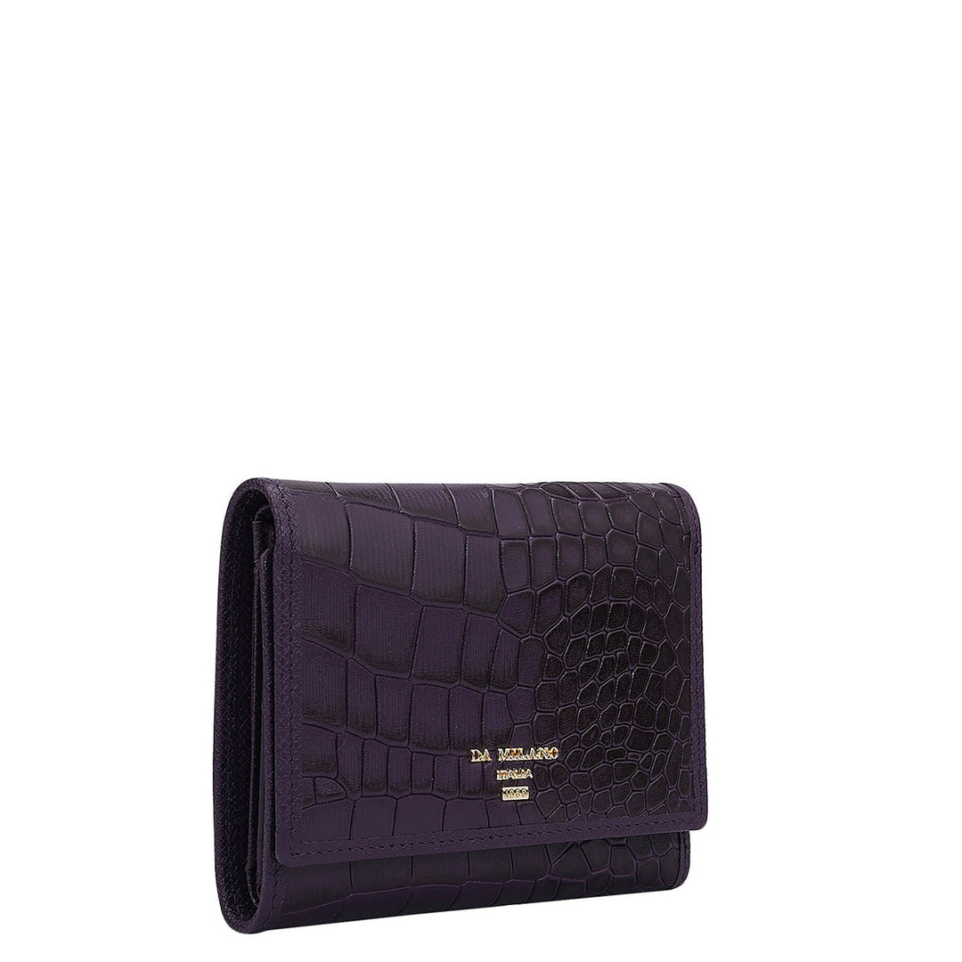 Croco Leather Ladies Wallet - Grapevine