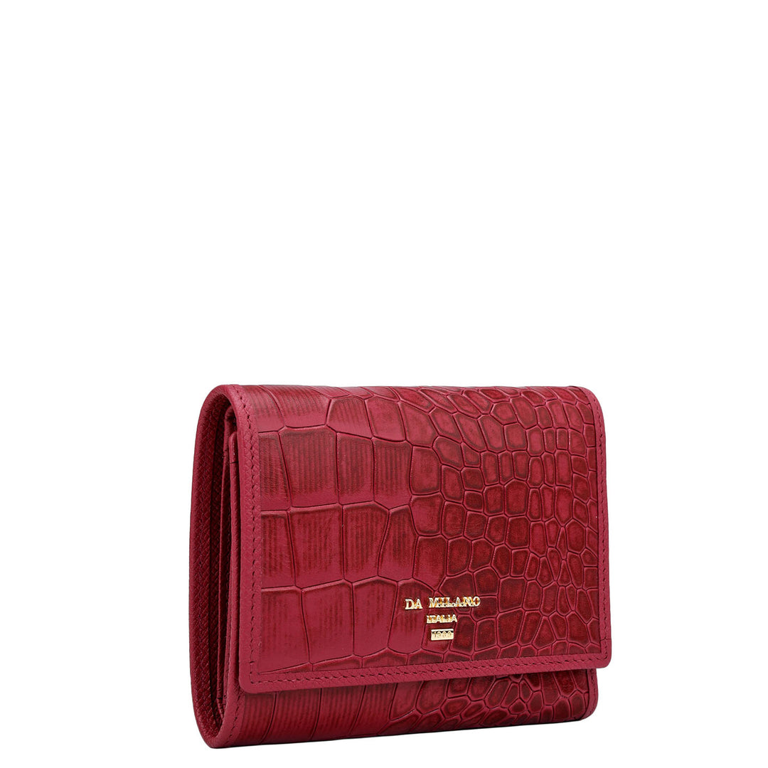 Croco Leather Ladies Wallet - Plumberry