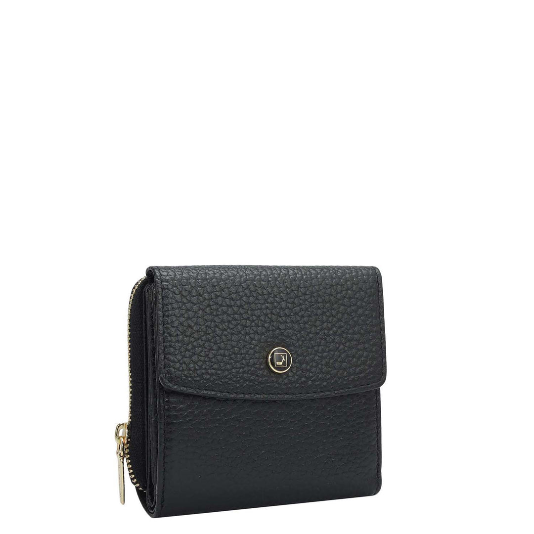 Wax Leather Ladies Wallet - Black