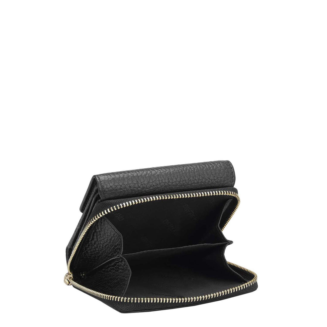 Wax Leather Ladies Wallet - Black