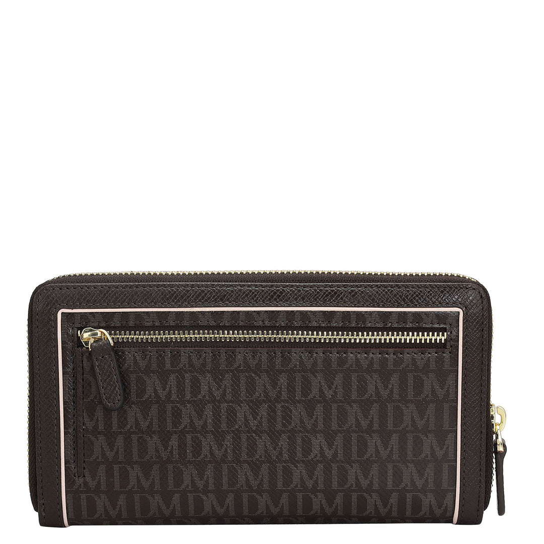 Monogram Leather Ladies Wallet - Chocolate