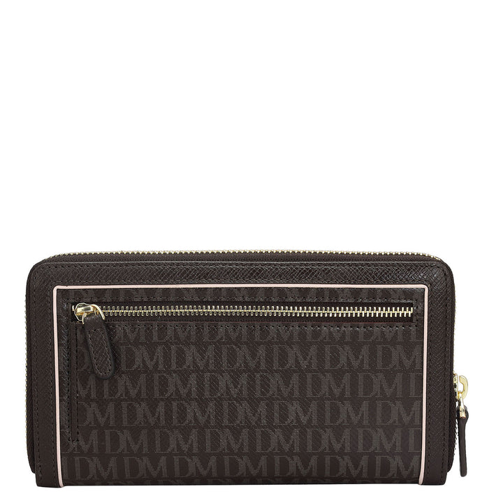 Monogram Leather Ladies Wallet - Chocolate