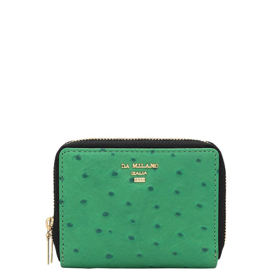 Ostrich Leather Ladies Wallet - Green