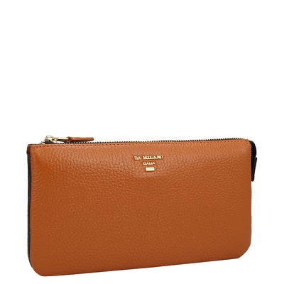 Wax Leather Ladies Wallet - Orange & Chocolate